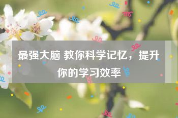 最强大脑 教你科学记忆，提升你的学习效率