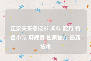 正宗关东煮技术 汤料 配方 特色小吃 麻辣烫 独家秘方 最新技术