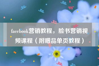 facebook营销教程，脸书营销视频课程（附赠品单页教程）