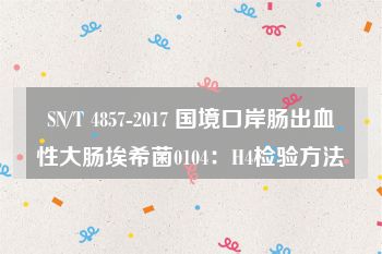 SN/T 4857-2017 国境口岸肠出血性大肠埃希菌0104：H4检验方法