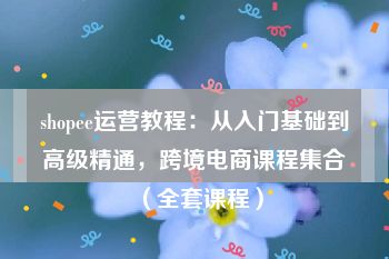 shopee运营教程：从入门基础到高级精通，跨境电商课程集合（全套课程）