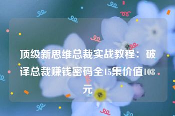 顶级新思维总裁实战教程：破译总裁赚钱密码全15集价值108元