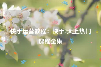 快手运营教程：快手7天上热门课程全集