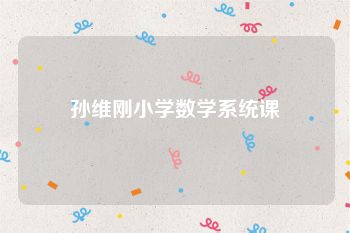 孙维刚小学数学系统课