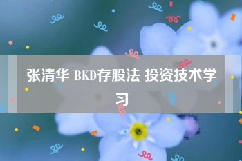 张清华 BKD存股法 投资技术学习