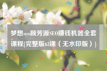 梦想seo顾芳源SEO赚钱机器全套课程[完整版63课（无水印版）]