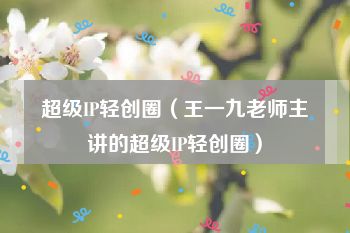 超级IP轻创圈（王一九老师主讲的超级IP轻创圈）