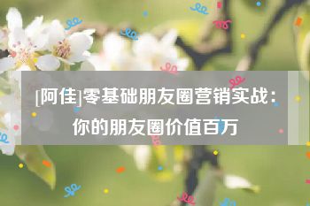 [阿佳]零基础朋友圈营销实战：你的朋友圈价值百万