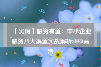 【吴瑕】融资有道：中小企业融资八大渠道实战解析8DVD高清