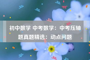 初中数学 中考数学：中考压轴题真题精选：动点问题