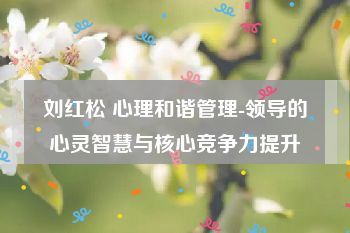 刘红松 心理和谐管理-领导的心灵智慧与核心竞争力提升