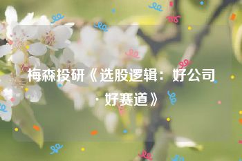 梅森投研《选股逻辑：好公司·好赛道》