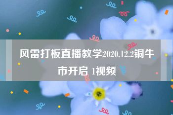 风雷打板直播教学2020.12.2铜牛市开启 1视频