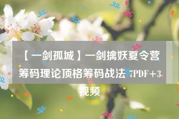 【一剑孤城】一剑擒妖夏令营 筹码理论顶格筹码战法 7PDF+3视频