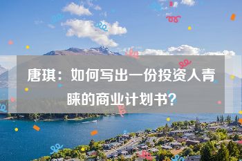 唐琪：如何写出一份投资人青睐的商业计划书？