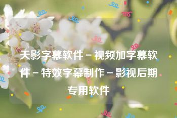 天影字幕软件－视频加字幕软件－特效字幕制作－影视后期专用软件