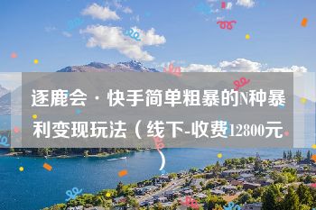 逐鹿会·快手简单粗暴的N种暴利变现玩法（线下-收费12800元）