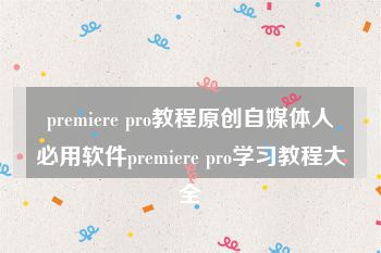 premiere pro教程原创自媒体人必用软件premiere pro学习教程大全