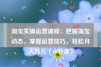 淘宝实操运营课程：把握淘宝动态，掌握运营技巧，轻松月入万元（10节课）