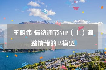 王明伟 情绪调节NLP（上）调整情绪的4A模型