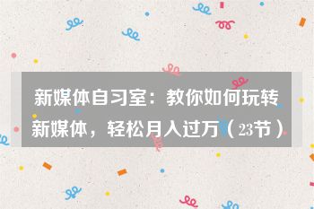 新媒体自习室：教你如何玩转新媒体，轻松月入过万（23节）