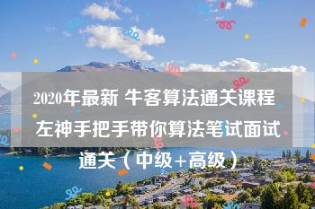 2020年最新 牛客算法通关课程 左神手把手带你算法笔试面试通关（中级+高级）