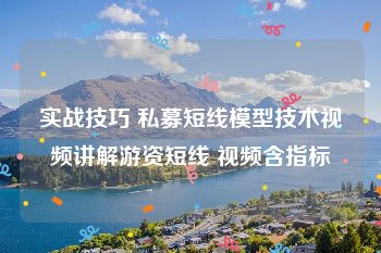 实战技巧 私募短线模型技术视频讲解游资短线 视频含指标