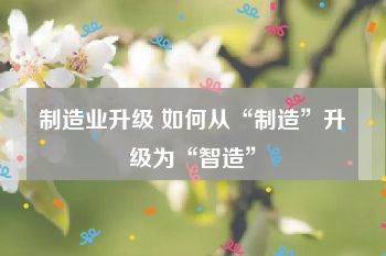 制造业升级 如何从“制造”升级为“智造”