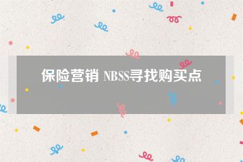 保险营销 NBSS寻找购买点