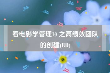 看电影学管理10 之高绩效团队的创建(BD)