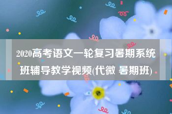 2020高考语文一轮复习暑期系统班辅导教学视频(代微 暑期班)