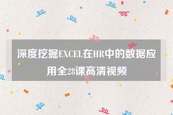 深度挖掘EXCEL在HR中的数据应用全28课高清视频