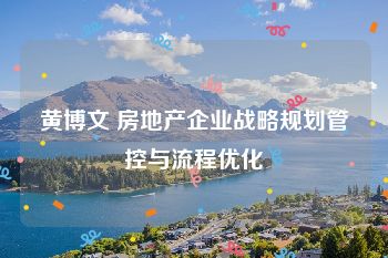 黄博文 房地产企业战略规划管控与流程优化