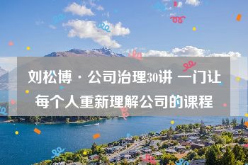 刘松博·公司治理30讲 一门让每个人重新理解公司的课程