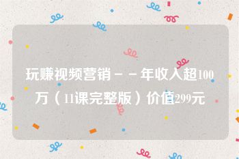 玩赚视频营销－－年收入超100万（11课完整版）价值299元