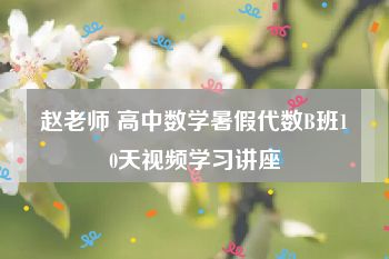 赵老师 高中数学暑假代数B班10天视频学习讲座