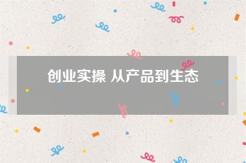 创业实操 从产品到生态