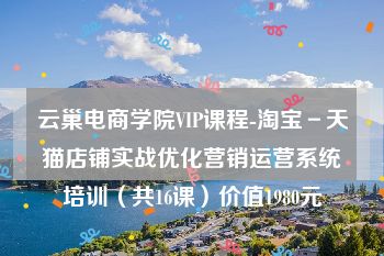 云巢电商学院VIP课程-淘宝－天猫店铺实战优化营销运营系统培训（共16课）价值1980元