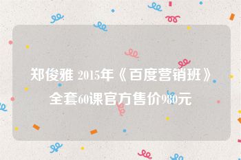 郑俊雅 2015年《百度营销班》全套60课官方售价980元