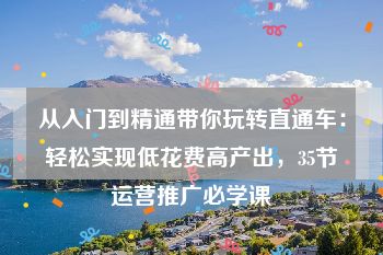 从入门到精通带你玩转直通车：轻松实现低花费高产出，35节运营推广必学课