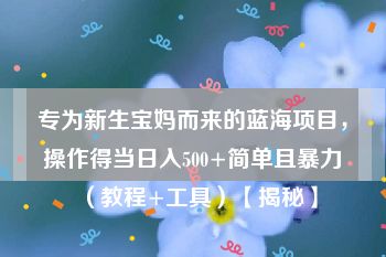 专为新生宝妈而来的蓝海项目，操作得当日入500+简单且暴力（教程+工具）【揭秘】