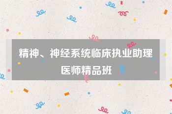 精神、神经系统临床执业助理医师精品班